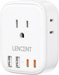 LENCENT Multi Plug Outlet Extender with USB, 4 AC Electrical Outlet Expander with 4 USB Charger Cube(2 Type C), Small Multiple Wall Tap Plug Splitter for Home Office Travel Cruise Dorm Essentials