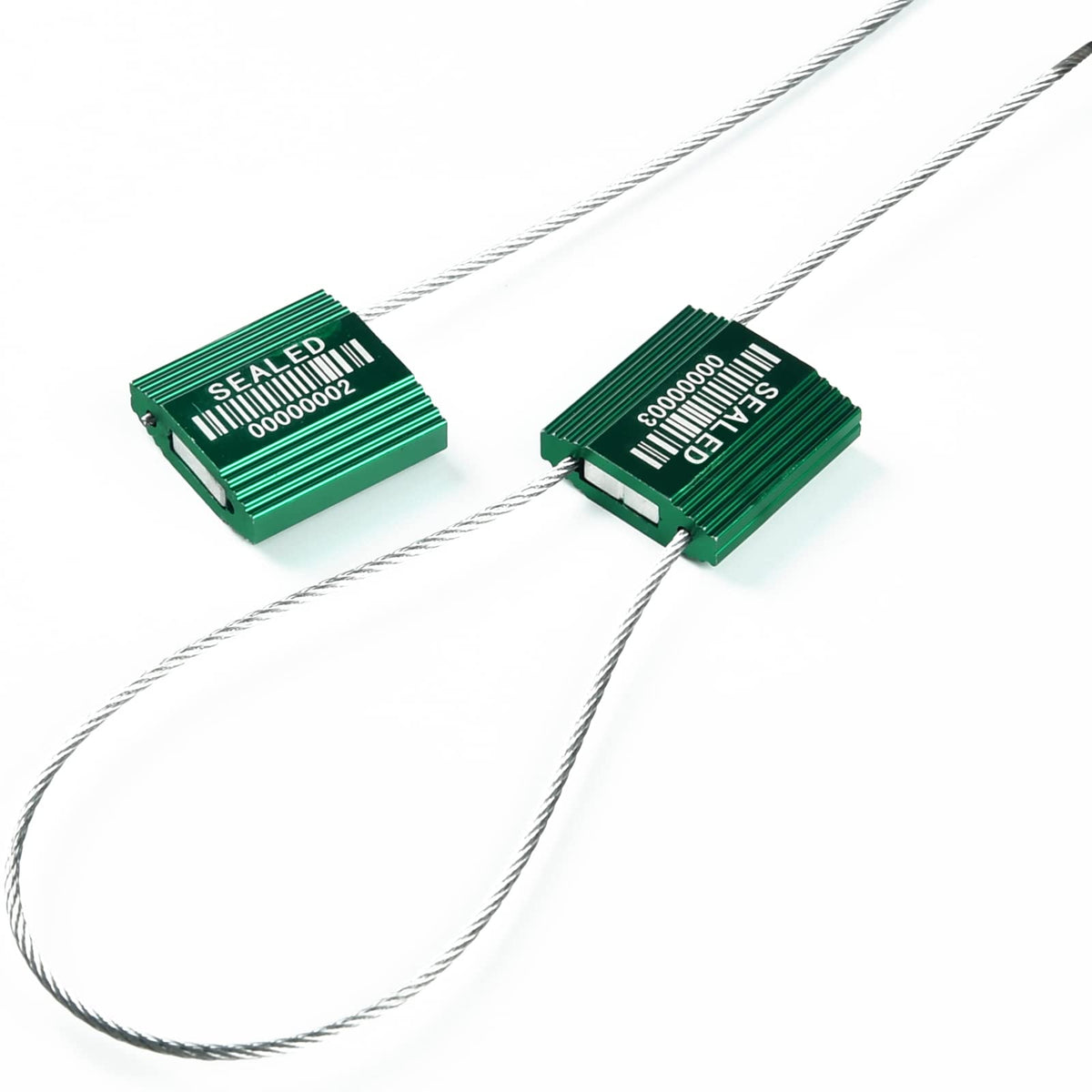 LeadSeals 100 Red Steel Cable Seals With Barcode - High Security Numbered Truck Anti-Tamper Pull Tite Tags - Metal Container Shipping Self-Locking Safety Ties ISO 17712