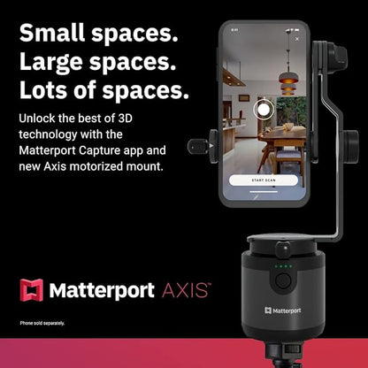 Matterport Axis Gimbal Stabilizer for Smartphone Camera - Motorized Rotating Mount for Professional 3D 360 Photo Scans for iPhone and Android Phones