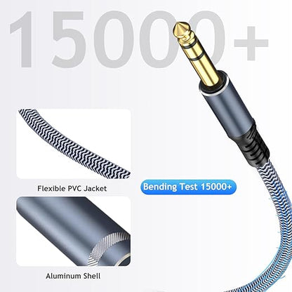 1/4" Male to Female Stereo Headphone Extension Cable - 25ft Quarter Inch Guitar Cable