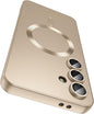 Magnetic for Samsung Galaxy S25 Case [Compatible with MagSafe][Built-in Camera Lens Protector] Slim Soft Silicone Bumper Shockproof Metallic Luster Phone Shell (Gold)