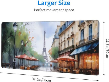 Gaming Mouse Pad, Large Non-Slip Rubber Base Mousepad, Keyboard Mouse Mat, Desk Pad with Stitched Edges, 31.5x11.8inch, Elfa Tower