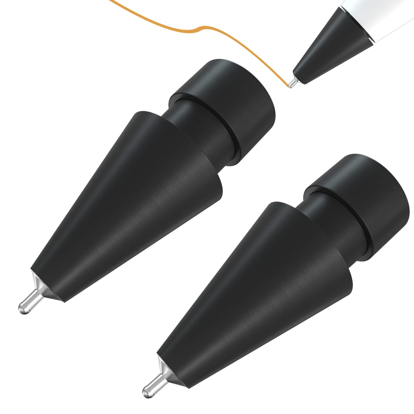 Upgraded Pencil Tips fits for Apple 2nd 1st Gen iPad Pro Pencil,0.78mm No Wear Out Fine Point Precise Control Apple Pen Tip,Longer Tips High Strength Material,Black