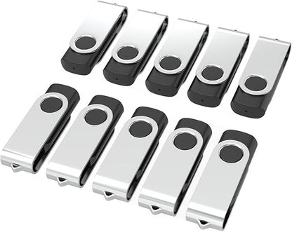 USB Flash Drives 32GB 10 Pack, Wooolken USB 2.0 Thumb Drives with Keychains Memory Stick USB Drive Pendrive for PC Laptop Computer (Black)