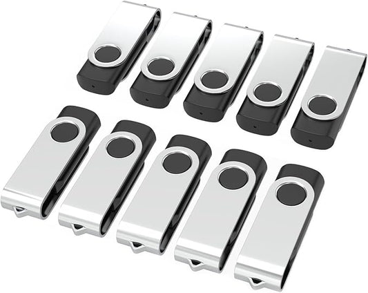 USB Flash Drives 32GB 10 Pack, Wooolken USB 2.0 Thumb Drives with Keychains Memory Stick USB Drive Pendrive for PC Laptop Computer (Black)
