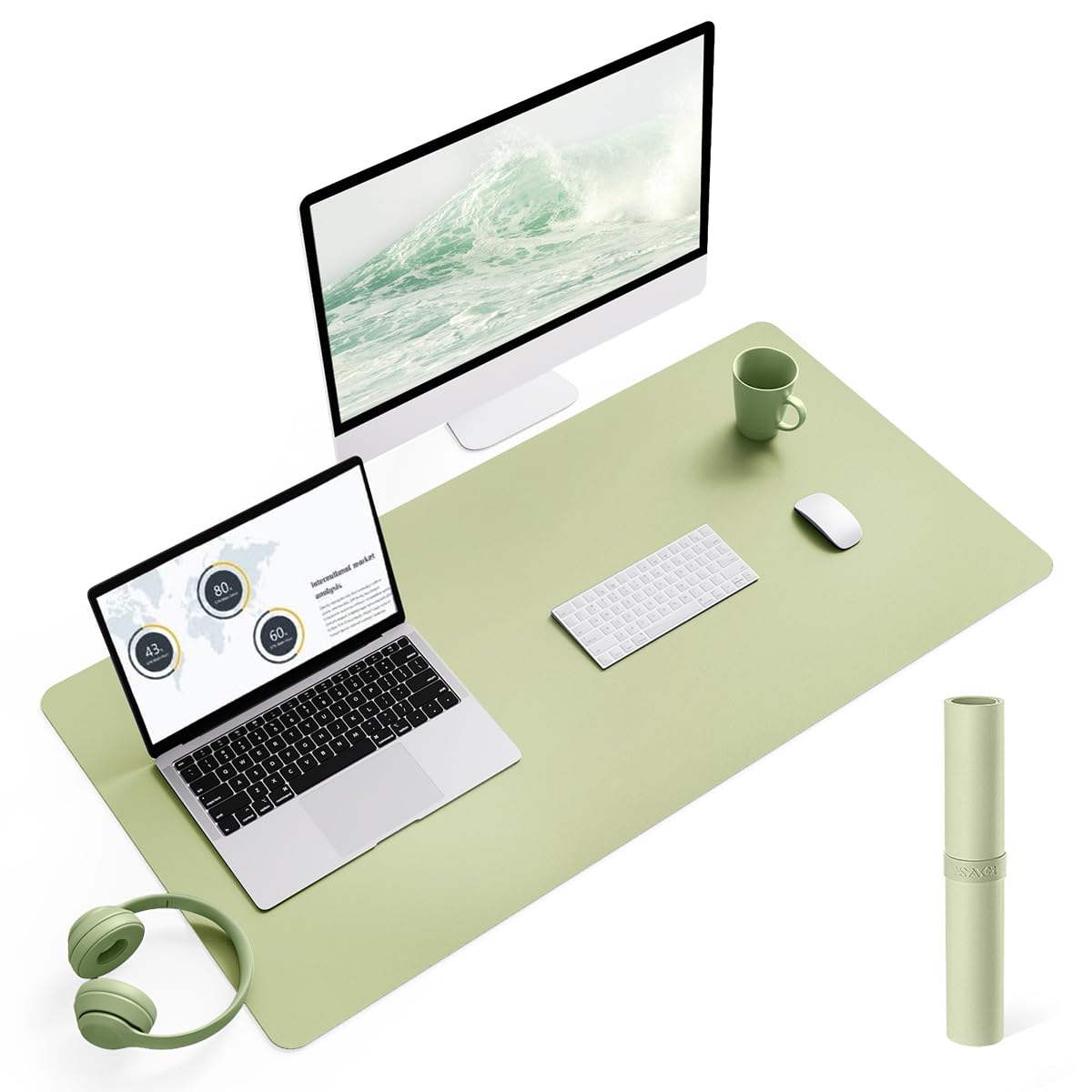 YSAGi Non-Slip Leather Desk Pad, Waterproof Laptop Computer Desk Keyboard Mat, Table Protector Blotter Mat, Large Mouse Pad for Office/Work/Home/Decor(Black, 31.5" x 15.7")