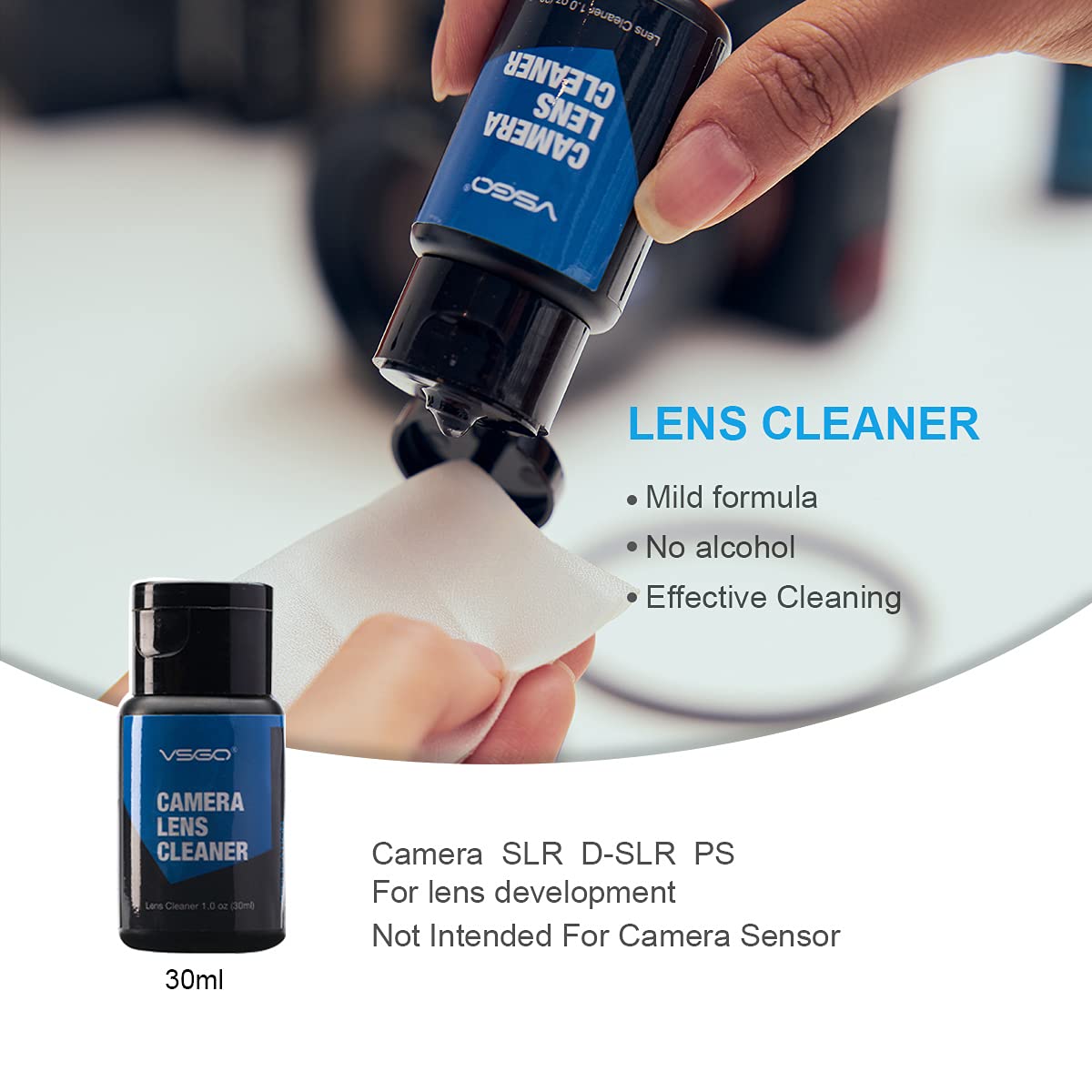 VSGO Professional Lens Cleaning Kit (DKL-15D) - Includes Lens Pen, Air Blower & Cleaning Fluid - Portable Dust Removal for Camera Lenses, Filters, Cell Phones and Electronics