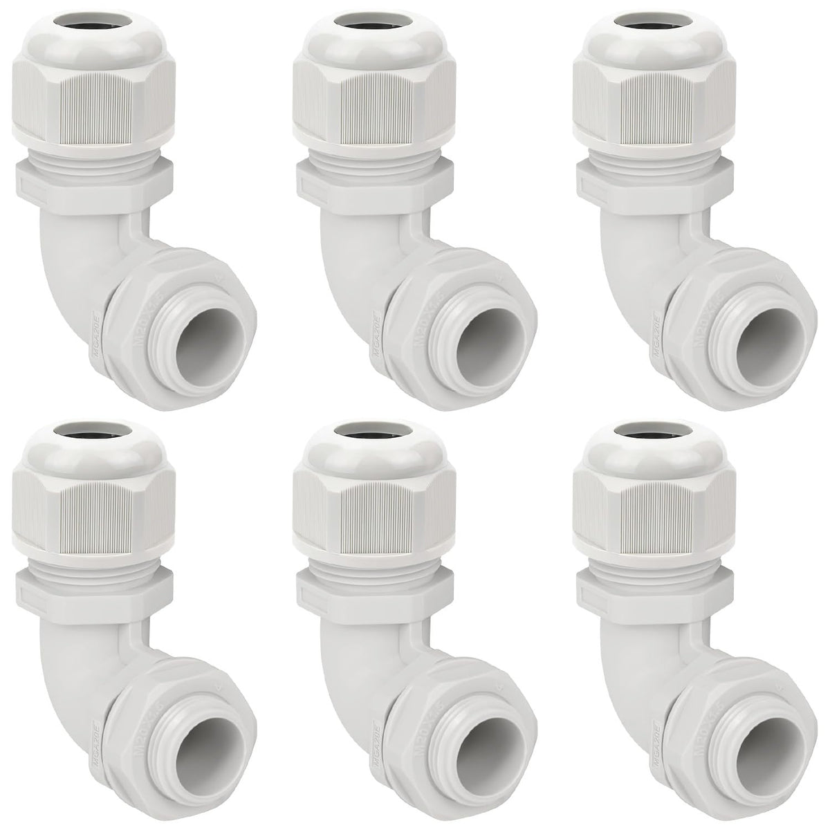 LeMotech M25 Cable Gland, 90 Degree Adjustable 13-18mm Strain Relief, Cord Connectors Nylon Joints with Gaskets, 2 Pcs, Grey