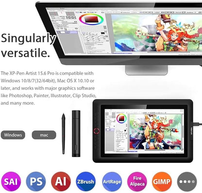 15.6" Drawing Tablet with Screen XPPen Artist 15.6 Pro Tilt Support Graphics Tablet Full-Laminated Red Dial (120% sRGB) Drawing Monitor Display 8192 Levels Pressure Sensitive & 8 Shortcut Keys