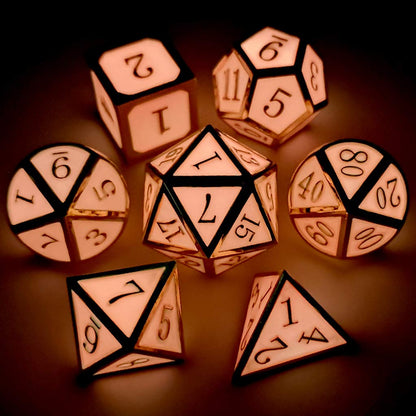 Haxtec Metal DND Dice Set, 7 Pcs Glow in the Dark Polyhedral Dice for RPG