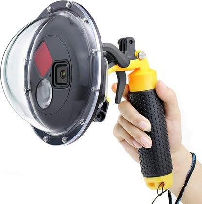 Dome Port for GoPro Hero 8 Black, Dome Port Lens with Waterproof Housing Case, Trigger, Floating Hand Grip, Built-in Switchable Red Filter and 10x Macro Filter
