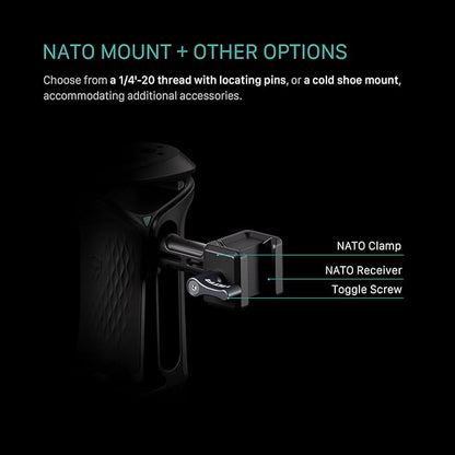 Tilta Xeno Side Handle for Filmmakers & Cameras - Black | Secure Connection & Helps Prevent Rotation | Adjustable Height | Textured Silicone Grip | Convenient Assembly (NATO)