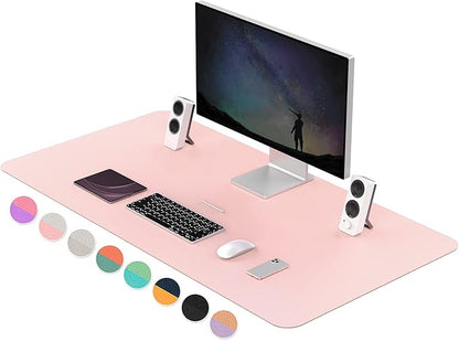 Dual-Sided Multifunctional Desk Pad, Waterproof Desk Blotter Protector, Leather Desk Wrting Mat Mouse Pad (47.2" x 23.6", Pink)