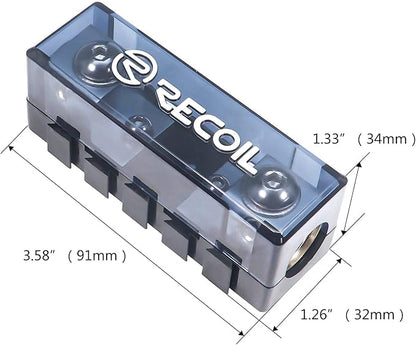 RECOIL MFHA-2 2 Packs Fuseholder 0/2/4 Gauge Modular Inline ANL & Mini-ANL Fuse Holders with Jumper Bars to Create Distribution Block Fuse and Negative Combo Blocks