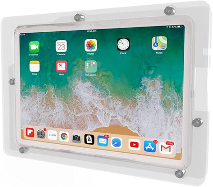 TABcare Anti-Theft Acrylic VESA Enclosure for Apple iPad 10 10.9" 2022, iPad 11" 2025 with Free Wall Mount Kit & 90-Degree Angle USB C Charge Cable (Clear)