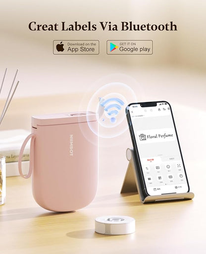 NIIMBOT Label Maker Bluetooth Mini Label Printer D11 2024 Version, Portable Label Maker with Tape Thermal Sticker Small Labeler, 300 DPI High Clearity Rechargeable, Pink