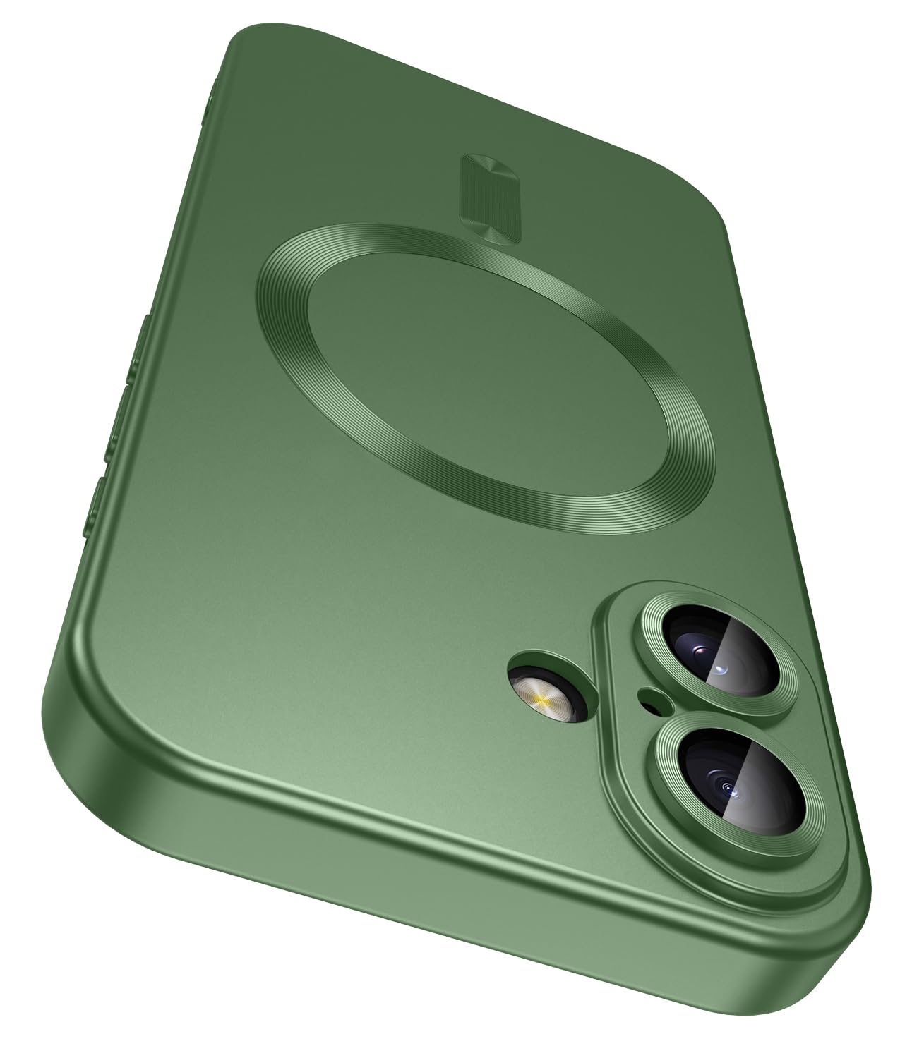LEKEVO Magnetic for iPhone 16 Case [Compatible with MagSafe][Built-in Camera Lens Protector] Slim Soft Silicone Bumper Shockproof Metallic Luster Phone Case (Green)