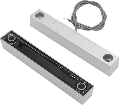 Magnetic Reed Switch Wired Surface Mount Normally Closed NC Contact Sensor Alarm Magnetic Door Switch with 2 Wires, Zinc Alloy Sliver, MC-58