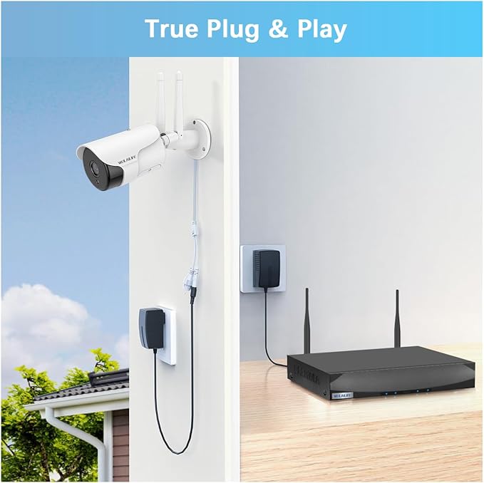 WEILAILIFE 【Dual Antenna Enhanced & 2-Way Audio】 Outdoor Wireless Security Camera System, WiFi Video Surveillance, Wireless Surveillance Camera System, Home Security Cameras