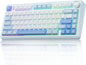 AULA F75 75% Wireless Mechanical Keyboard, Hot Swappable Creamy Keyboard, Pre-lubed Greywood Switches RGB Backlit Gaming Keyboards, 2.4GHz/Type-C/BT5.0(Salt White Blue)