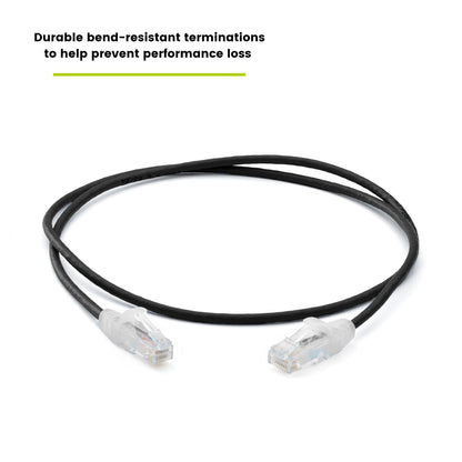TRUECABLE Cat6 Component Rated Patch Cable, Unshielded (U/UTP), 2ft, Black, 28AWG Stranded Pure Copper, Snagless 10G High-Speed Ethernet Cable, PoE++ 4PPoE 100W, UL Listed, RoHS-3, 1 Pack