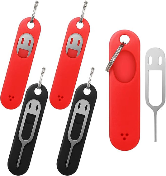Sim Card Removal Tool Phone Chip Remover Unlock Chip Sim Card Tray Eject Pin Tool Needle Opener Ejector with Detachable Keychain Charm for Smart Phone, 4 Pieces