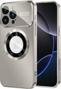 Magnetic for iPhone 16 Pro Max Case, Compatible with MagSafe, Built-in Camera Lens Protector, Logo View, Military Grade Drop Protection Phone Cover, Titanium Gray
