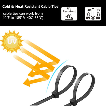 MasiStranth 800 PCS Black Zip Ties Assorted Sizes 8+12+14+18 Inch Self-locking Nylon Cable ties Heavy Duty Outdoor, UV Resistant Wire Straps for Home Office Garden Workshop Indoor Outdoor Fence