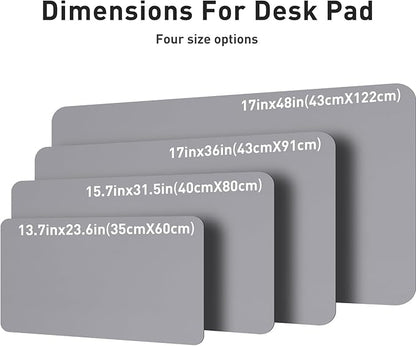 Aothia Leather Desk Pad Protector, Mouse Pad, Office Desk Mat, Non-Slip PU Leather Desk Blotter, Laptop Desk Pad, Waterproof Desk Writing Pad for Office and Home (36" x 17", Light Grey)