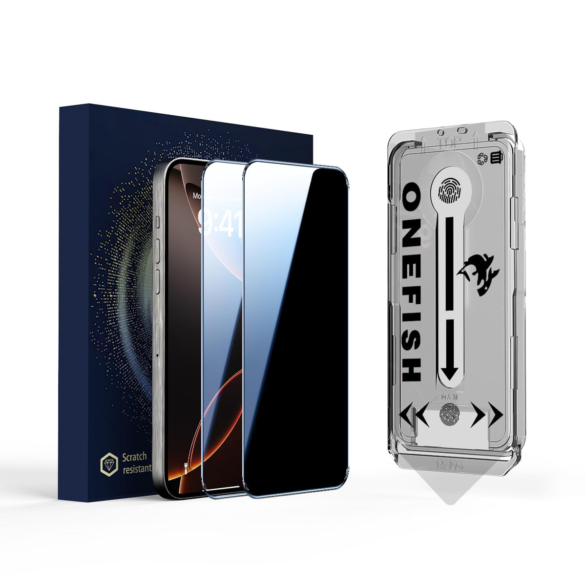 OneFish Full Edge Coverage Tempered Glass Screen Protector for IPhone 12 Pro Max 6.7 inch 2 Pack Edge Reinforcement, Self-Aligning Installation, Case Friendly Privacy Screen Protectors