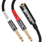 Devinal 1/4 to Dual 1/4 Y-Splitter Cable, 6.35mm TRS to Dual 6.35mm TS Insert Cable Cord, Quarter inch Stereo to 2 Quarter inch Mono Send and Return Patch Cord 6 Feet