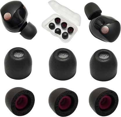 Memory Foam Tips for Sony WF-1000XM5 Earbuds Tips for WF-1000XM5 WF-1000XM4 Earbuds Case, Extra Small Earbuds Tips Black