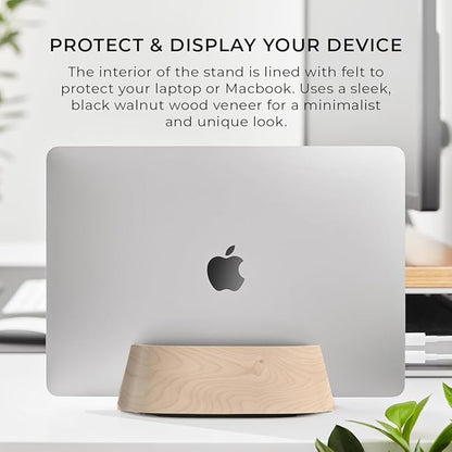 HumanCentric Vertical Laptop Stand in Maple Wood, Upright Adjustable Holder and Dock, Laptop Vertical Stand Fits MacBook Pro and Other Laptops .5" to 1.5", Clamshell Compatible