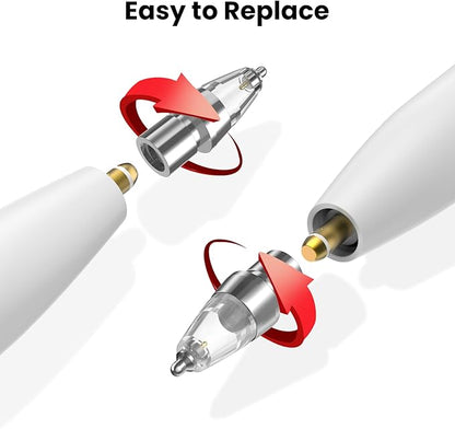 Delidigi 4 Packs Replacement Tips Compatible with Apple Pencil Pro/2nd Generation/1st Gen/USB-C, Metal Body Precise Control Pen Like iPencil Tips Nibs