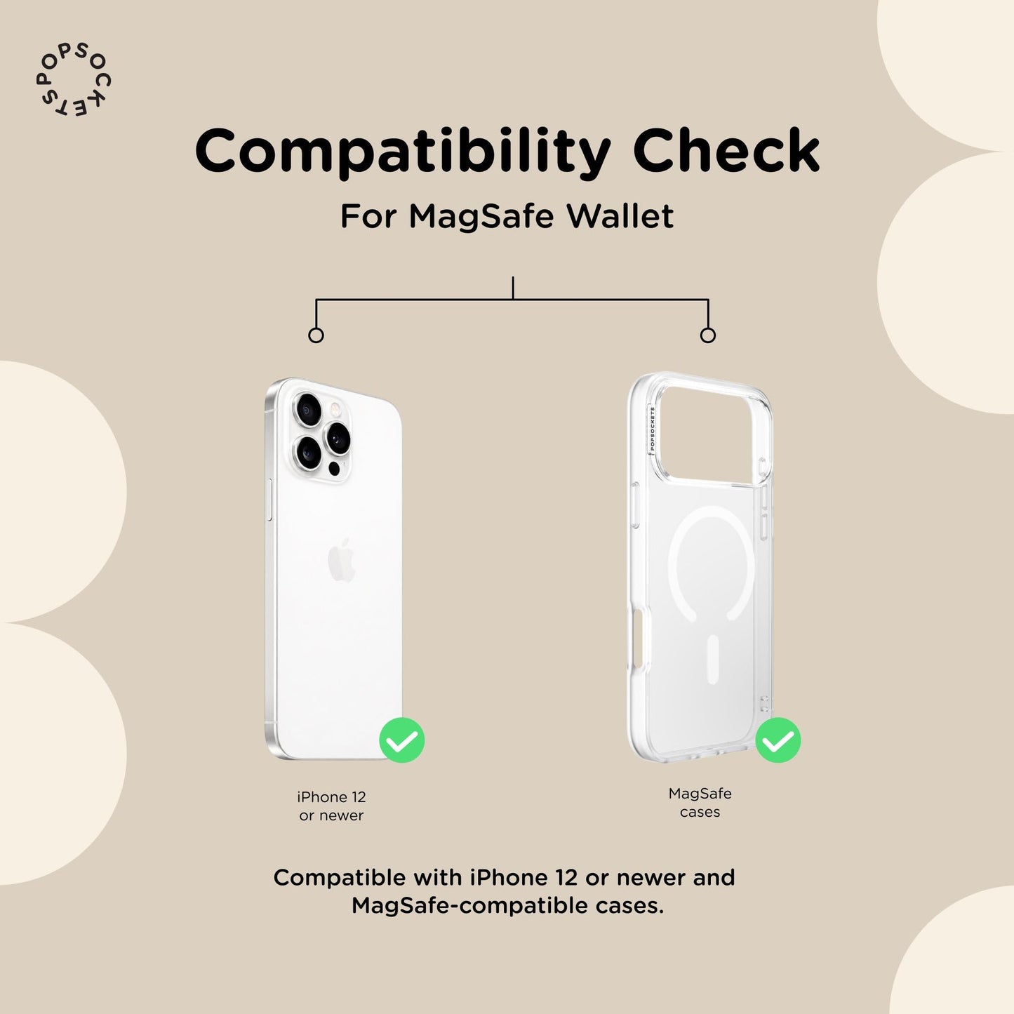 PopSockets Phone Wallet for MagSafe, Phone Card Holder with Grip, Neutral - Latte