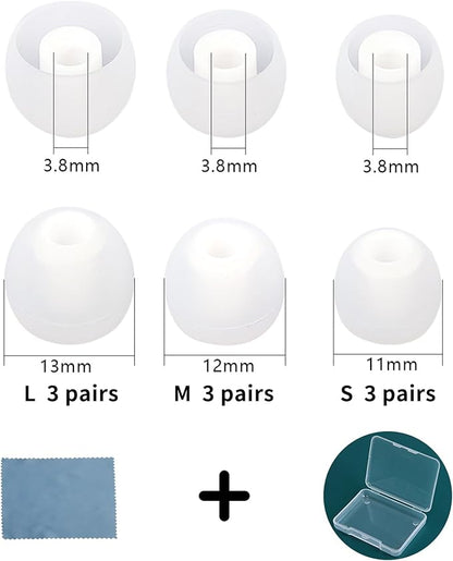 Earbud Replacement Tips Silicone Earbud Tips Fit Most in-Ear Earbuds(Inner Hole 3.8mm -5.1mm) Headphone Ear Bud Covers 9 Pairs S M L