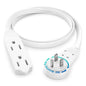 Maximm Cable 2 Ft 360° Rotating Flat Plug Extension Cord, 16/3 AWG Multi 3 Outlet 3-Prong Grounded Wire- White - UL Certified