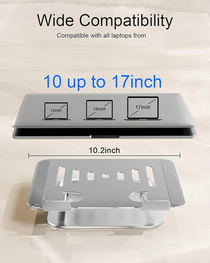 Laptop Stand for Desk Adjustable Computer Stand Foldable Laptop Riser Notebook Holder Adjustable Height for MacBook PC Computer Notebook Office Desk Accessories 10-17 Inch