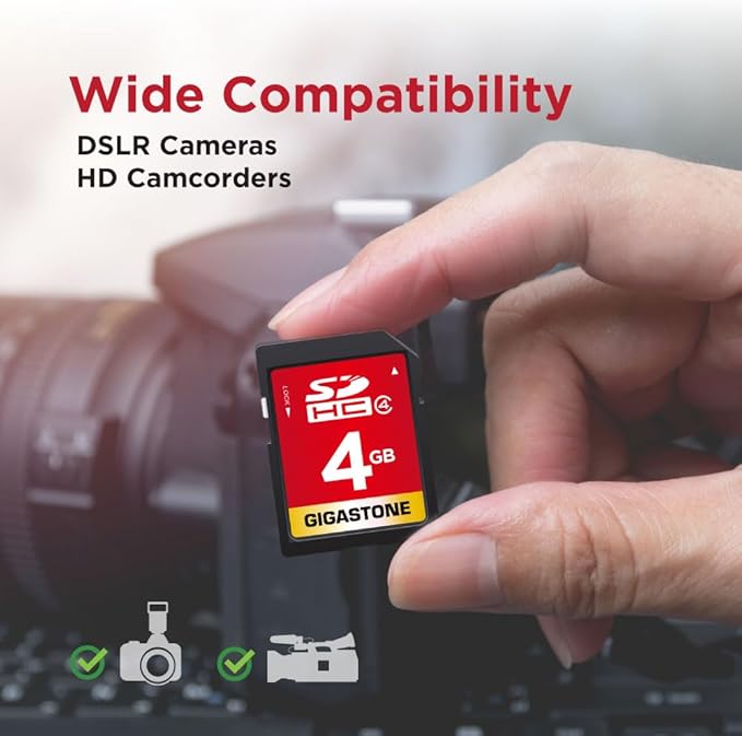 GIGASTONE 4GB SD Card 5 Pack SDHC Class 4 Memory Card for Photo Video Music Voice File DSLR Camera DSC Camcorder Recorder Playback PC Mac POS 5pcs in Pack (Pack of 5), with 5 mini Cases