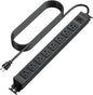 HHSOET Metal 360° Rotating Mountable Power Strip, 8 Outlet Gaming Table Mounted Outlet Strip, Heavy Duty Wall Mount Surge Protector with Switch, 15A 125V 1875W, 10ft Power Cord.(Black)