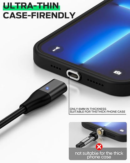 YKZ 3 in 1 Magnetic USB C to C Cable, Magnet Charging Cable, [3.3FT+6.0FT] PD 60W Fast Charger Nylon Braided Cord Compatible with Type C and Android Devices (Black)