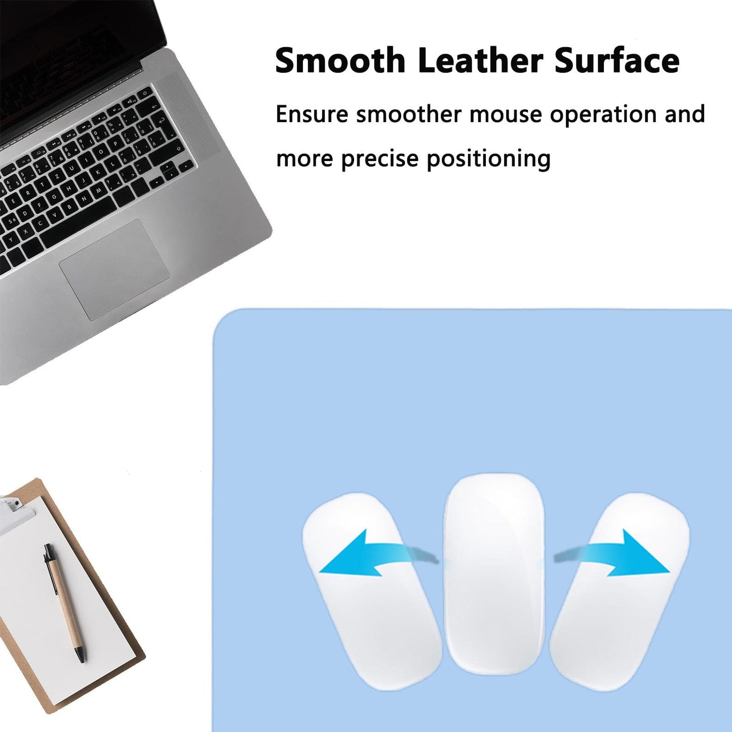 PU Leather Desk Pad Protector Gaming Mouse Pad Non Slip Desk Mat for Keyboard and Mouse Waterproof Desk Writing Pad for Office and Home Desk Accessories(Blue, 47.2 * 17.7)
