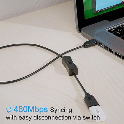 USB On/Off Switch Cable 3.3FT 2-Pack,2A Charging 480Mbps Data,Type-A 2.0 Power Extension Cord with ON/OFF for PC Computer,Laptop,TV,Car,PS4/PS5/Xbox,USB Fan LED Keyboard Mouse Flash Drive Raspberry Pi