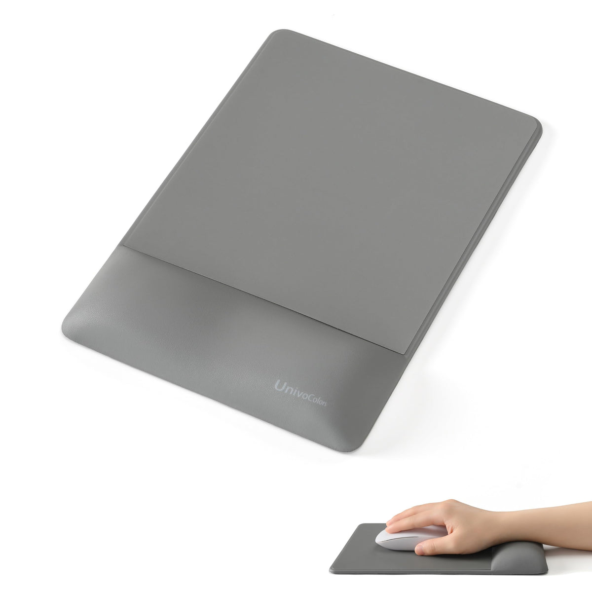 UnivoColors Design-Wave Wrist Rest, Artificial Sheepskin+Memory Foam+Ergonomic+Anti-Slip Gel, Resilience Support During Work and Gaming,Mouse Accessory,White