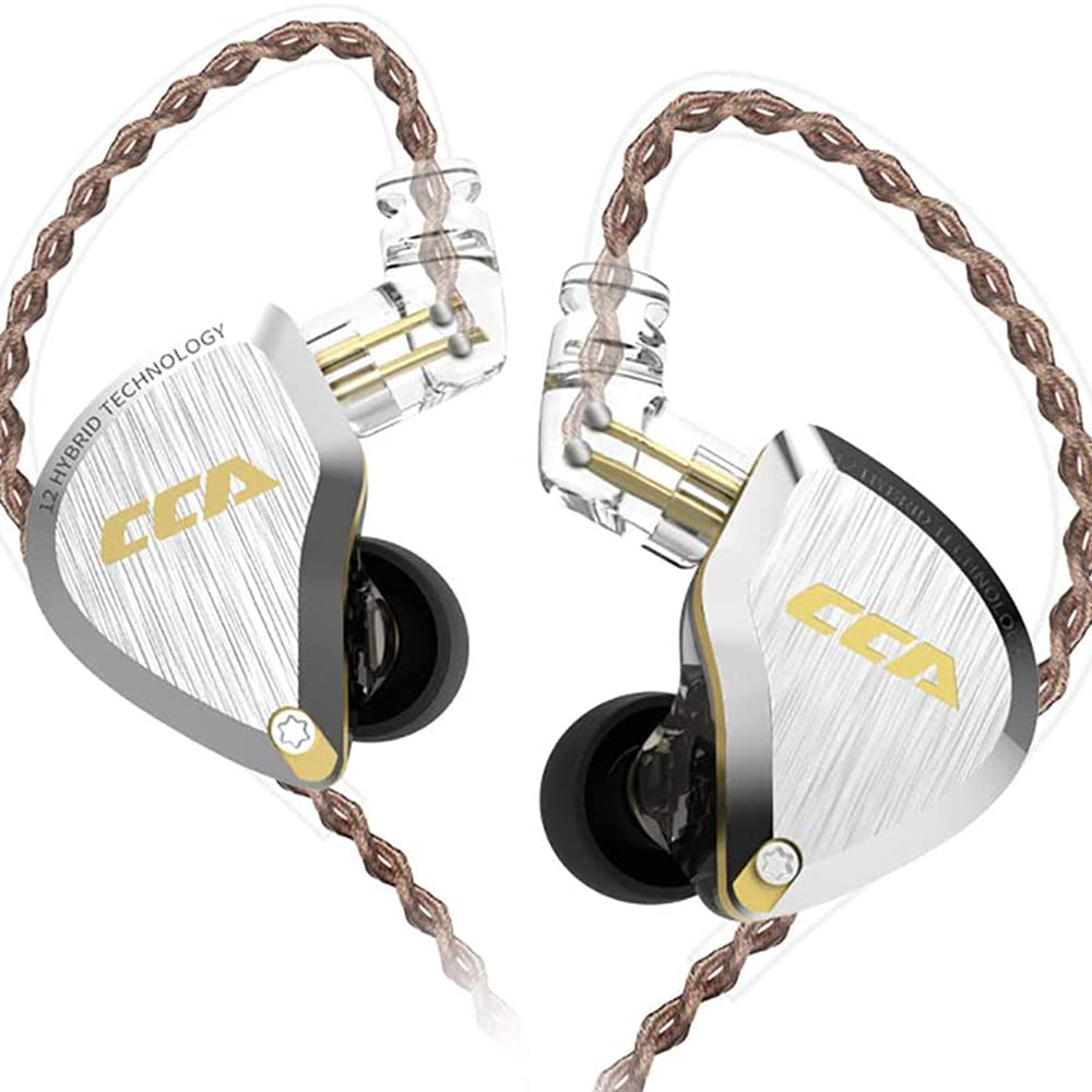 CCA C12 in Ear Monitor Headphones 5BA 1DD Hybrid HiFi Gaming IEM Earphones Noise Isolating Stereo Wired Earbuds for Musicians Audiophile Singers DJ（with mic）