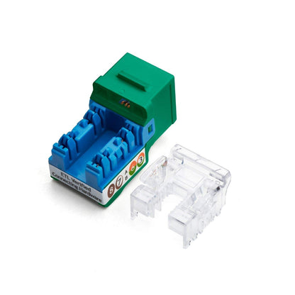 TRUE CABLE Cat6 Keystone Jack, Unshielded (UTP), 90 Degree Punch-Down, PoE++ (4PPoE) 100W, UL Listed, ETL Verified, ANSI/TIA Certified, Modular RJ45 Female, Green, 12 Pack