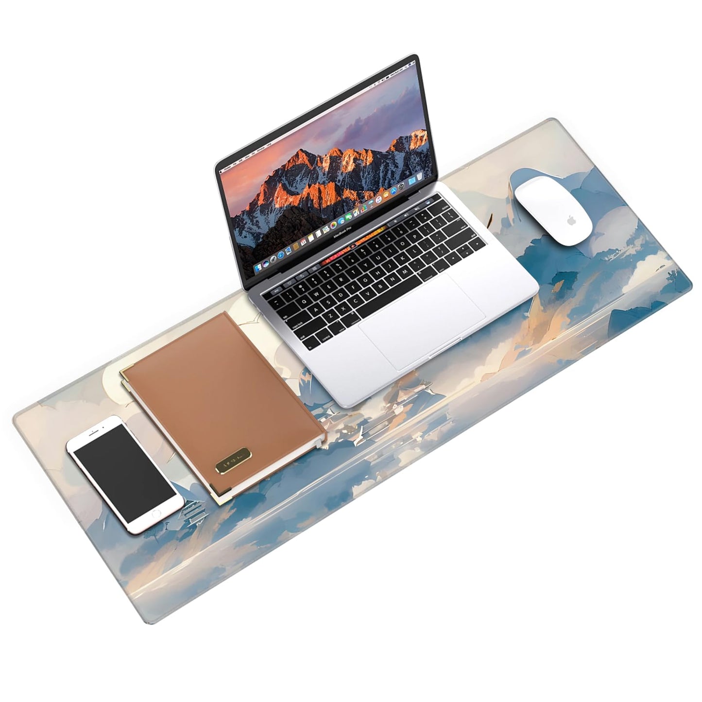 Galdas Gaming Mouse Pad XXL XL Large Long Extended Big Mousepad Non-Slip Rubber Keyboard Mouse Pad with Stitched Edges for Laptop Home Office (31.5x11.8x0.08 Inch) -Cloud Scenery