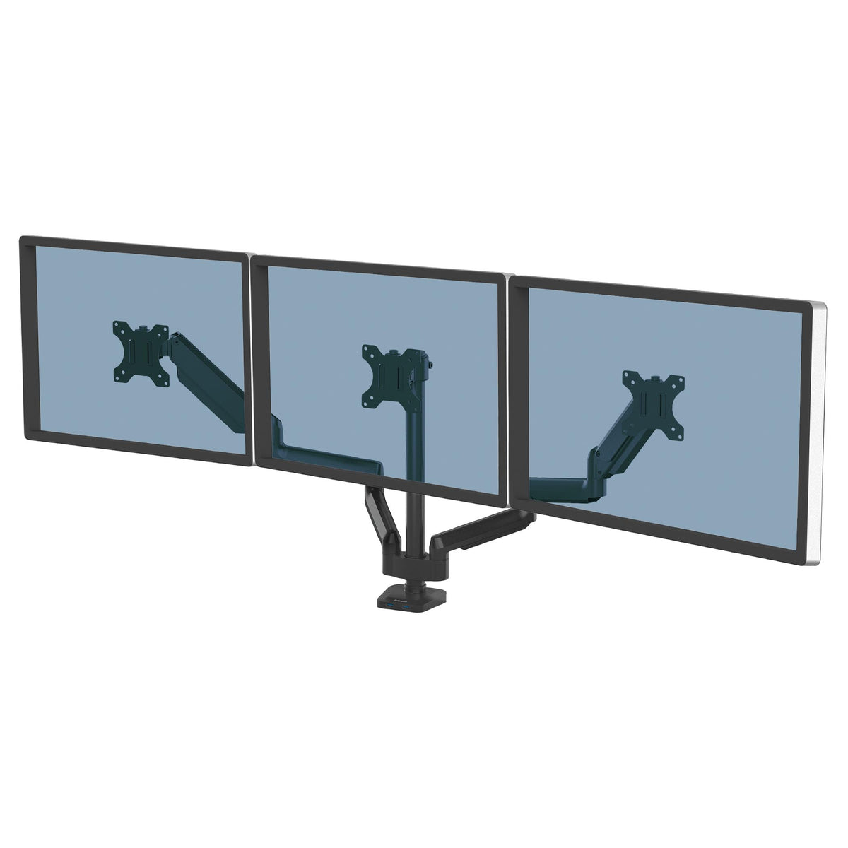 Fellowes Platinum Series Dual Monitor Arm for 40-Inch Monitors, Full Motion, 360° Rotation, VESA Mount with Grommet or Clamp, USB Ports, Ergonomic, White, 8056301