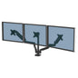 Fellowes Platinum Series Dual Monitor Arm for 40-Inch Monitors, Full Motion, 360° Rotation, VESA Mount with Grommet or Clamp, USB Ports, Ergonomic, White, 8056301
