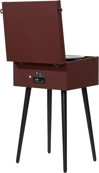 Arkrocket Discovery II 3-Speed Bluetooth Record Player Retro Console Turntable with Built-in Speakers and Removable Legs (Brown)